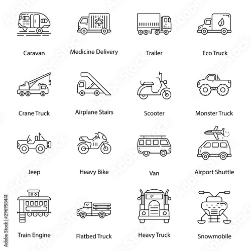 Photos Constructional Machinery Line Icons Pack