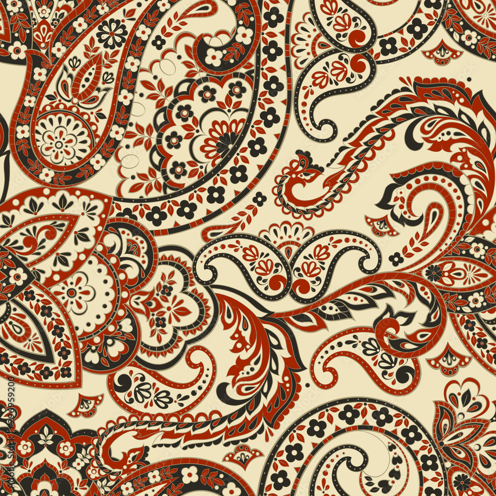 Paisley seamless pattern. Floral background