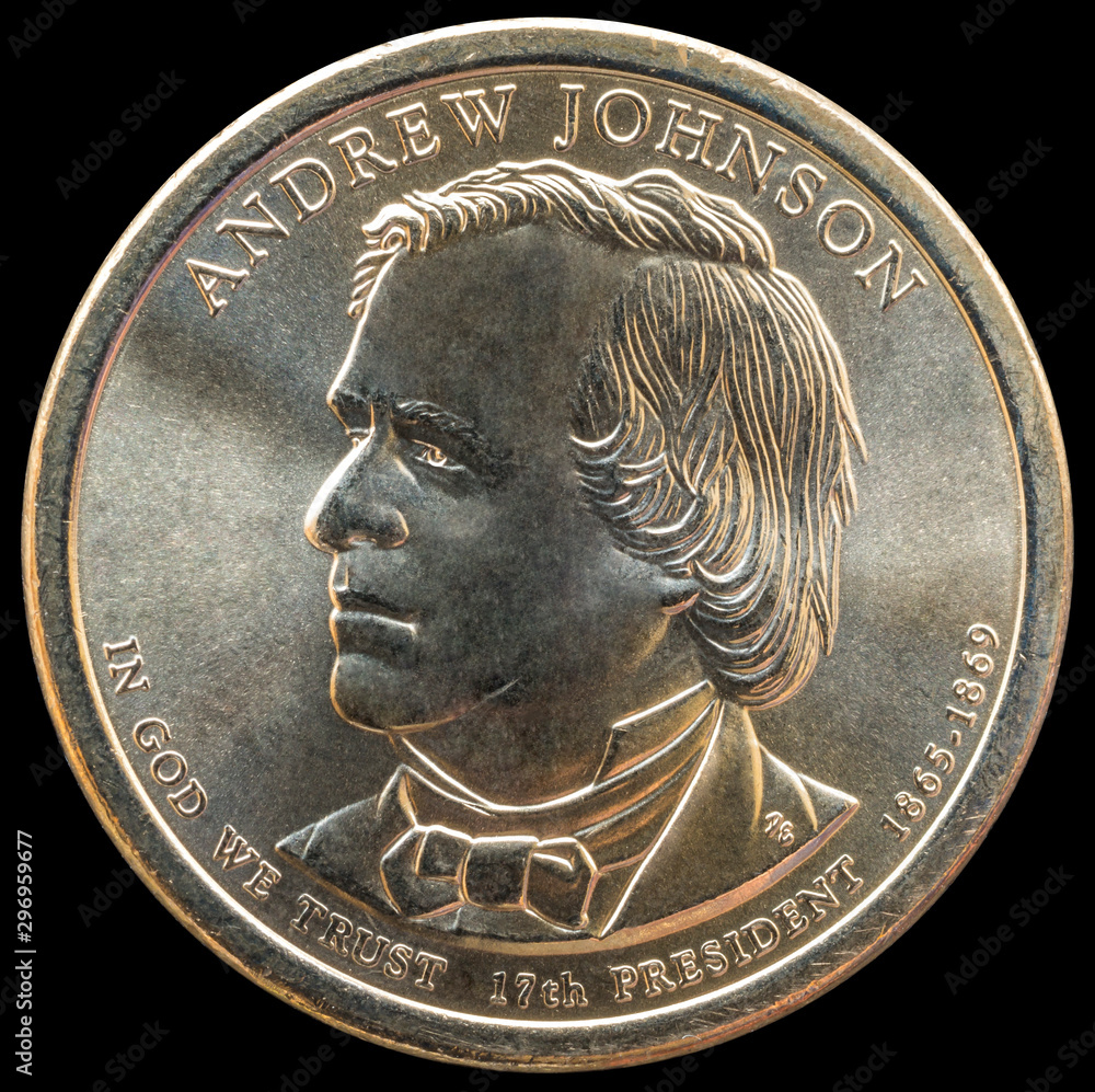 Φωτογραφία 1 dollar coin. 17th President of the United States of America