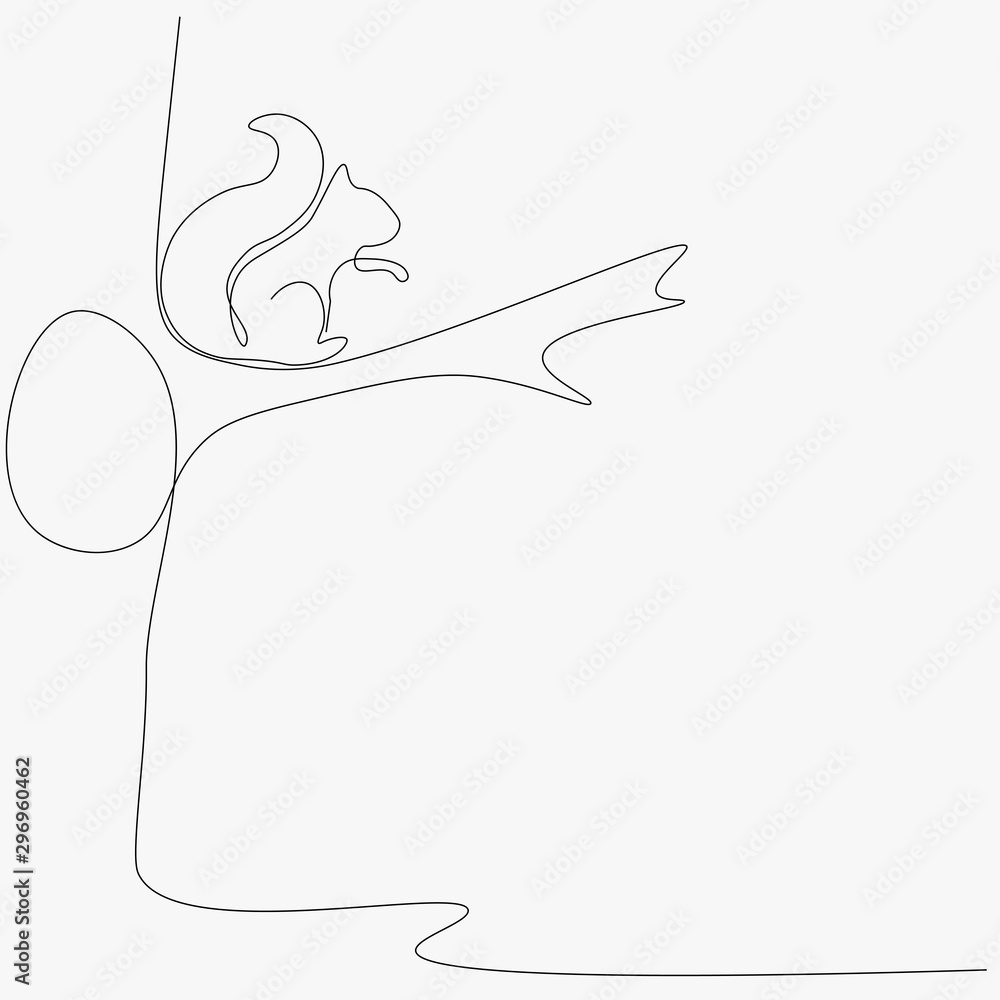 Forest background landscape with squirrel, vector illustration Forest background landscape with squirrel, vector illustration
