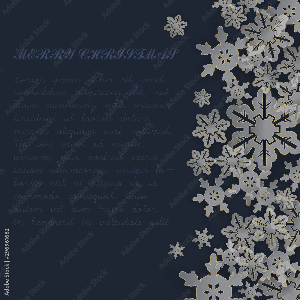vector paper cut with golden snow on a blue background Used fro media and greeting cards in the Christmas and New Year vector paper cut with golden snow on a blue background Used fro media and greeting cards in the Christmas and New Year