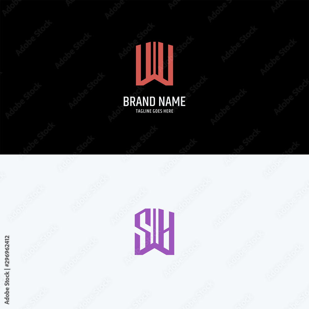 U SH monogram Logo Set modern graphic design, Inspirational logo design for all companies. -Vectors