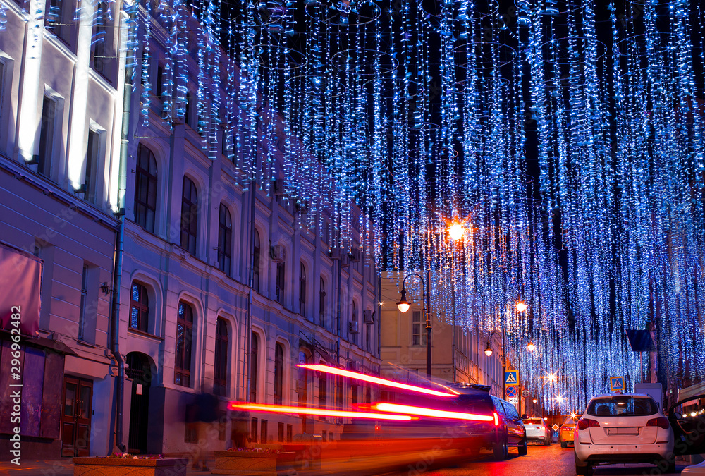 Φωτογραφία The city of Moscow at different times of the year in the night light