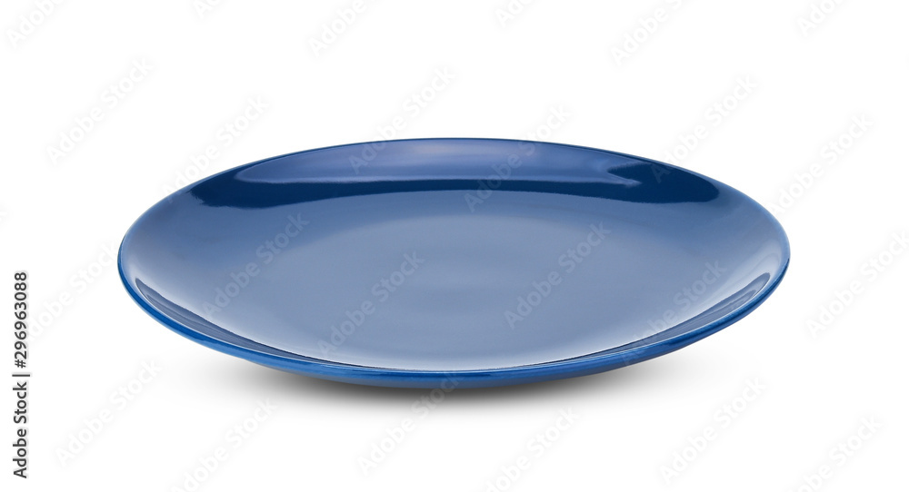 blue empty plate on white background blue empty plate on white background