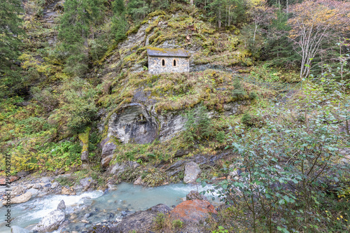 The tiny little chapel of Sainte Chapelle at The Gorge, Les Contamines-Montjoie, French Alps © Hobby Snapper