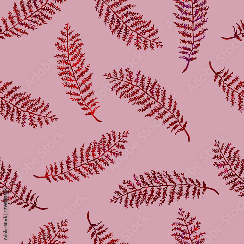 Vector seamless background with colorful watercolor illustration of herbs, plants. Can be used for wallpaper, pattern fills, web page, surface textures, textile print, wrapping paper