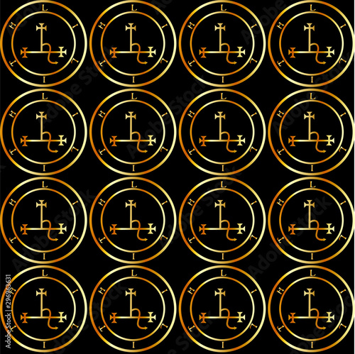 Sigil of Lilith gold background- Female demon Lilith symbol