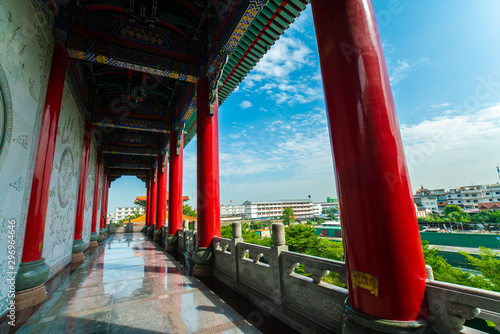 Old Zen Chinese style  Boromracha temple with blue sky in Nonthaburi photo