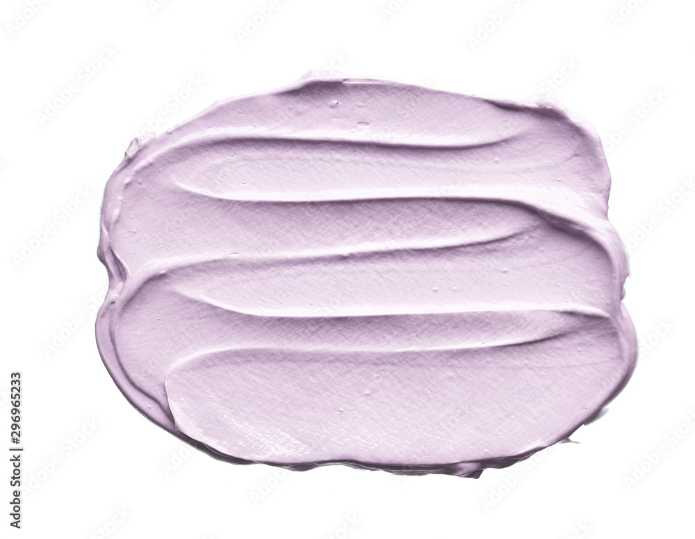 Gently purple texture and strokes of a facial cleansing mask or acrylic paint isolated on a white background Gently purple texture and strokes of a facial cleansing mask or acrylic paint isolated on a white background