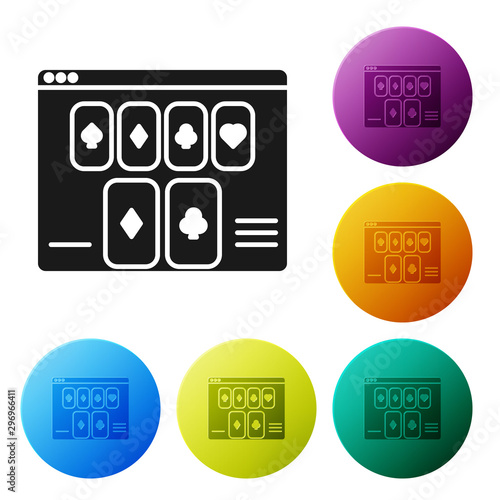 Black Online poker table game icon isolated on white background. Online casino. Set icons colorful circle buttons. Vector Illustration