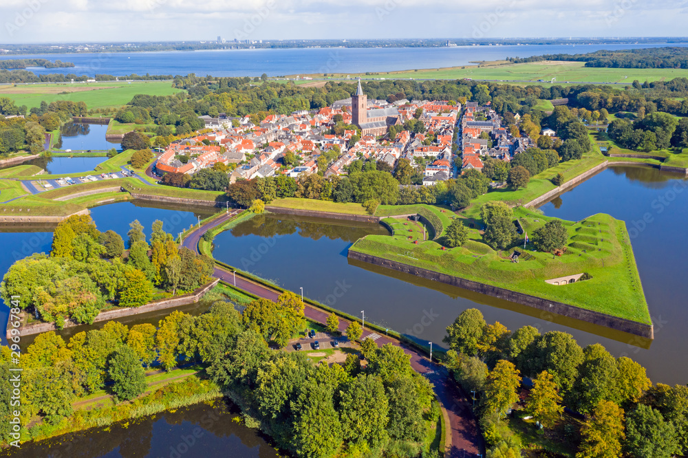 Aerial from the historical city of Naarden in the Netherlands