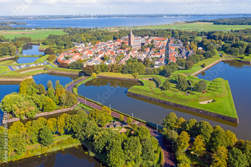 Aerial from the historical city of Naarden in the Netherlands photo