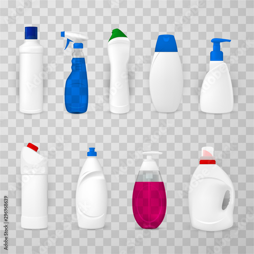 House cleaning products realistic vector illustrations set