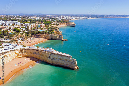 Aerial from the historical church 'Segnora da Rocha' at Armacao de Pera in Portugal photo