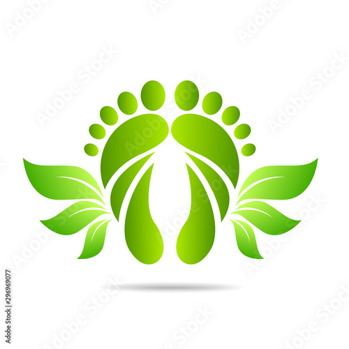footprints of green leaves organic health and beauty care design 
