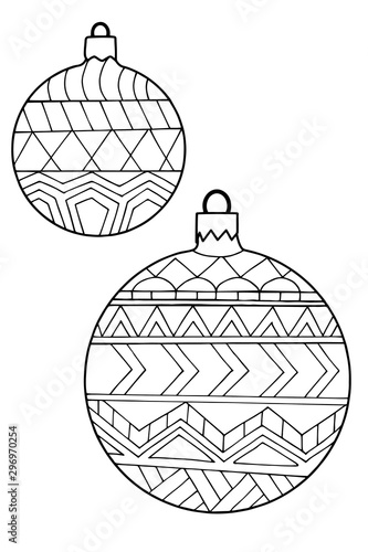 Christmas balls coloring page  hand drawn and traced coloring page for painting vector illustration
