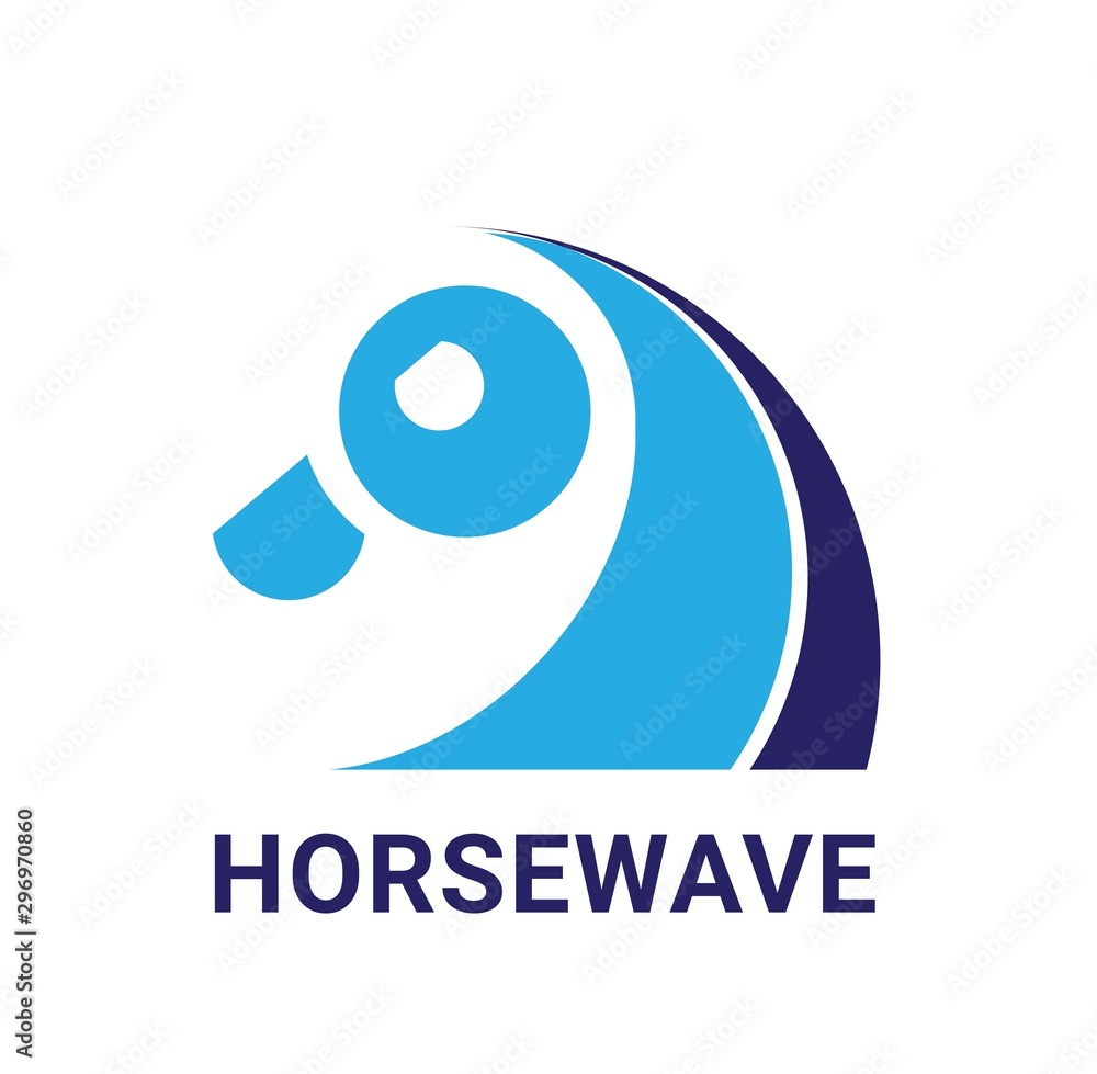 horse and wave logo icon, blue, sea, ocean, flat simple icon horse and wave logo icon, blue, sea, ocean, flat simple icon