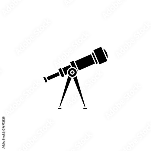 Telescope on tripod. Science, searching, looking symbol.