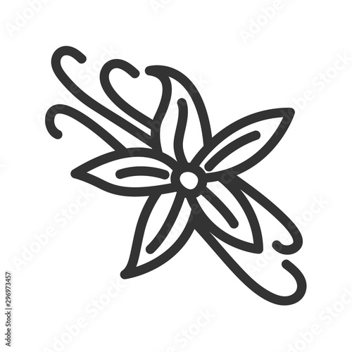 vanilla flower blossom spice outline vector icon isolated on white background. vanilla flower blossom spice flat icon for web, mobile and user interface design. herbs and spices for natural wellness