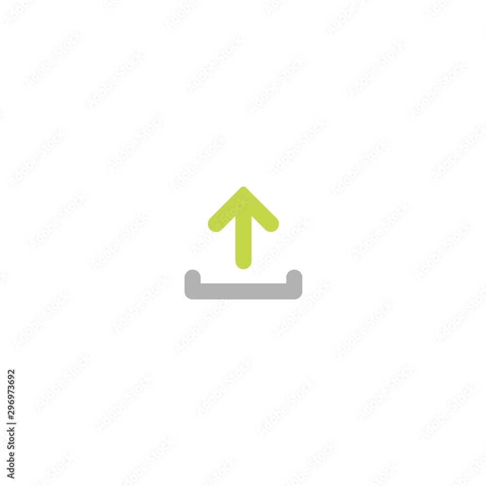 grey and green rounded arrow up icon. Isolated on white. Upload icon. Upgrade sign. grey and green rounded arrow up icon. Isolated on white. Upload icon. Upgrade sign.