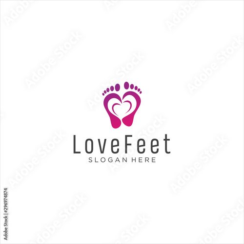Feet Love Logo . Podiatry Logo Isolated on white background . Foot Care Logo Icon Design . Foot Print Logo .