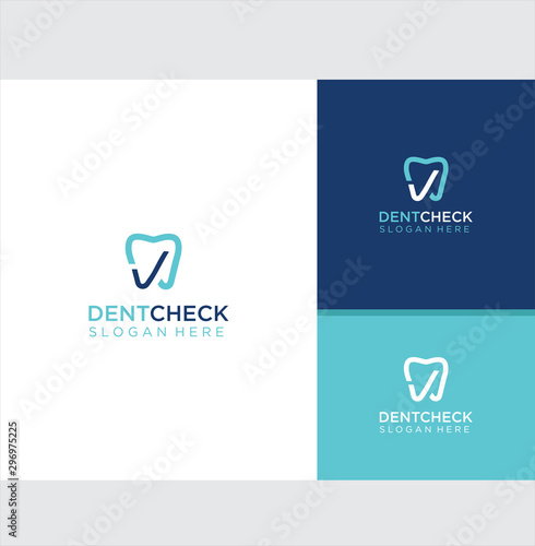 Tooth Dentist Dental Care Logo . Medical dental care logo tooth and check mark . Dental Care Medical logo design on white