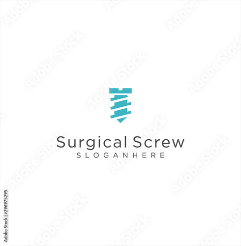 Surgical Screw Logo Design Vector Stock . Medical Logo . Orthopedic Implants Logo .