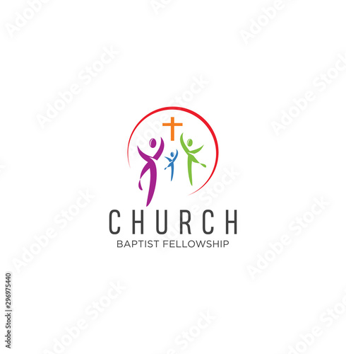 Community church logo design inspiration Vector . Family Church Logo Icon On White Background Stock Vector . Happy Family Church Colorful Logo Vector