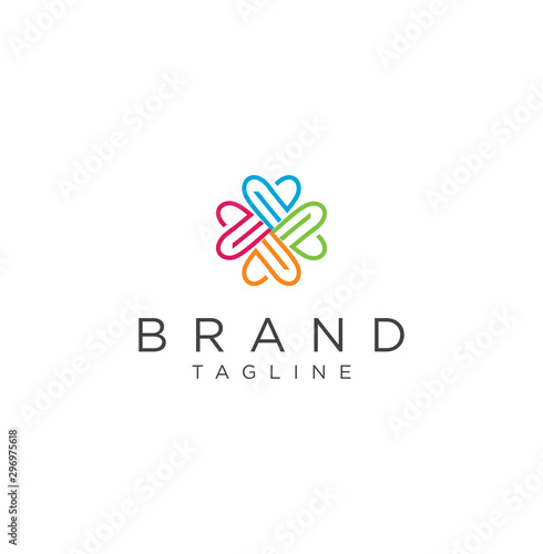 Abstract Love Heart Logo Colorfull Icon Vector Stock . Group Love Heart Logo Colorful Design Template Vector . Teamwork And Community Logo Template Vector .