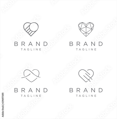 Set of love heart logo Line . Monogram Heart Love Line Logo Design Abstract Stock Vector . love Heart Logo .