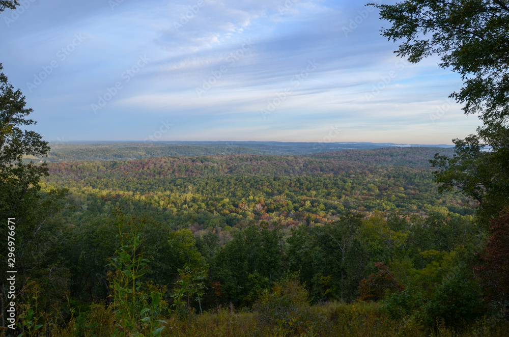 View of the valley from the top of Morrow Mountain State park nc during fall.