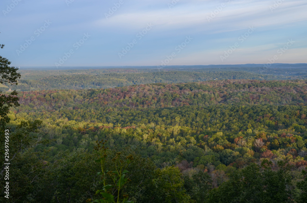 Fototapeta premium Looking over the valley from the top of Morrow Mountain State park North Carolina