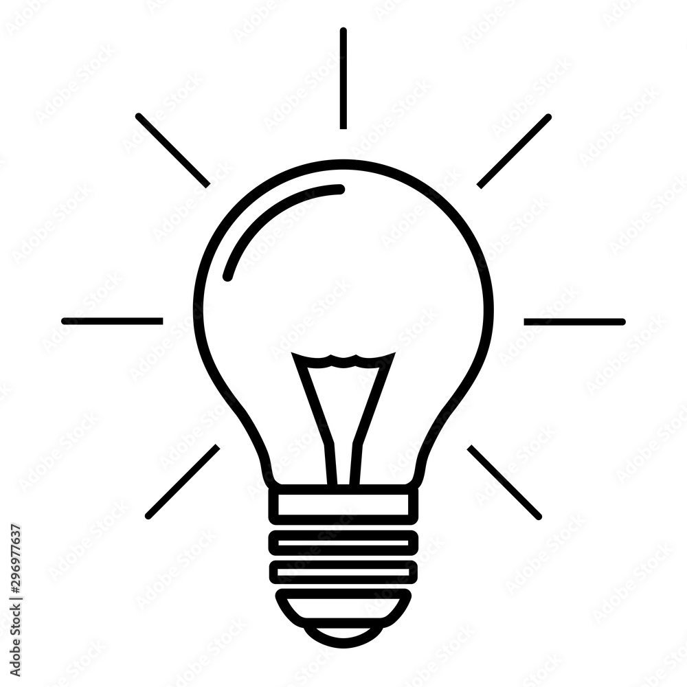 Light Bulb line icon vector, isolated on white background.Idea sign,lined pattern,Black stripes Light Bulb line icon vector, isolated on white background.Idea sign,lined pattern,Black stripes
