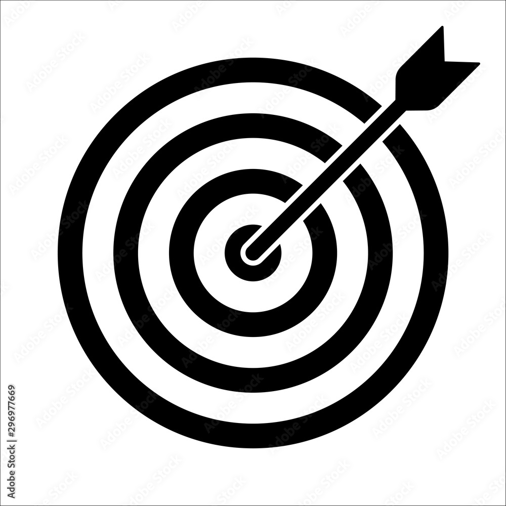 Target Icon Vector with arrows in the center Target Icon Vector with arrows in the center