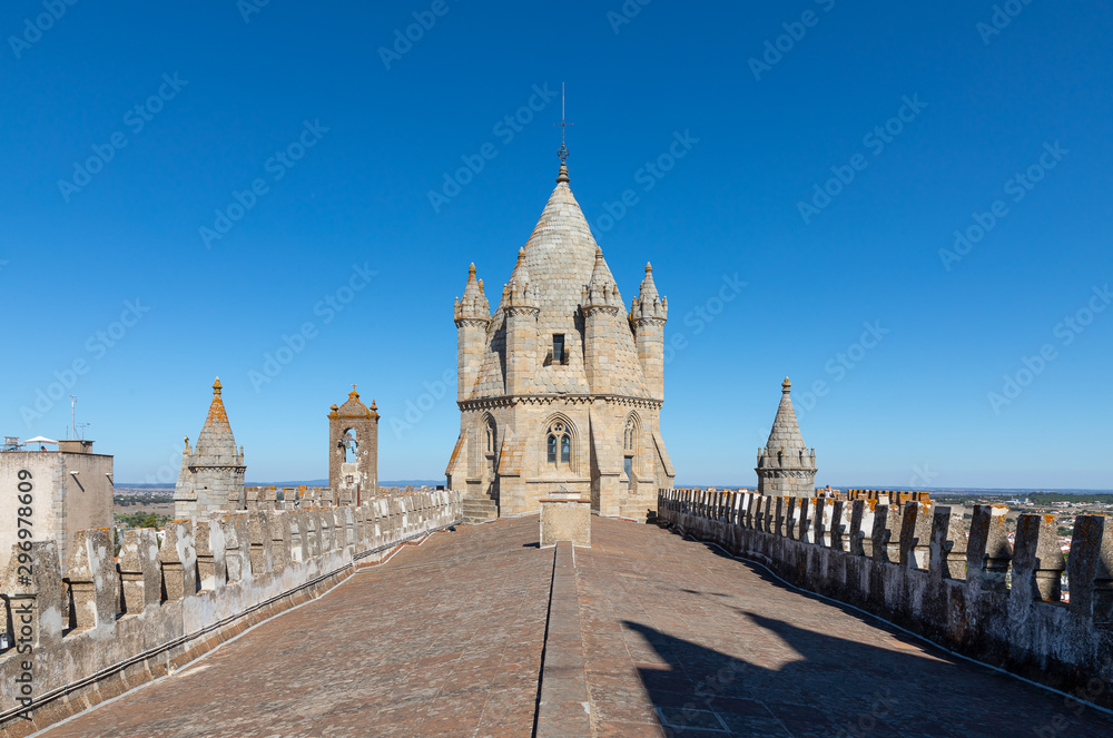 Cathedral of Evora, Portugal, formally known as Basilica of  Our Lady of the Assumption, rooftop