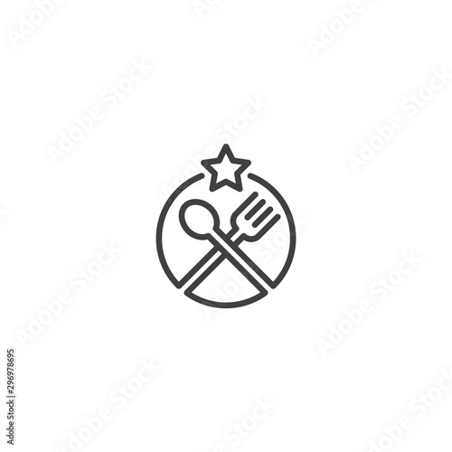 Star food, fork and spoon. Vector logo icon template