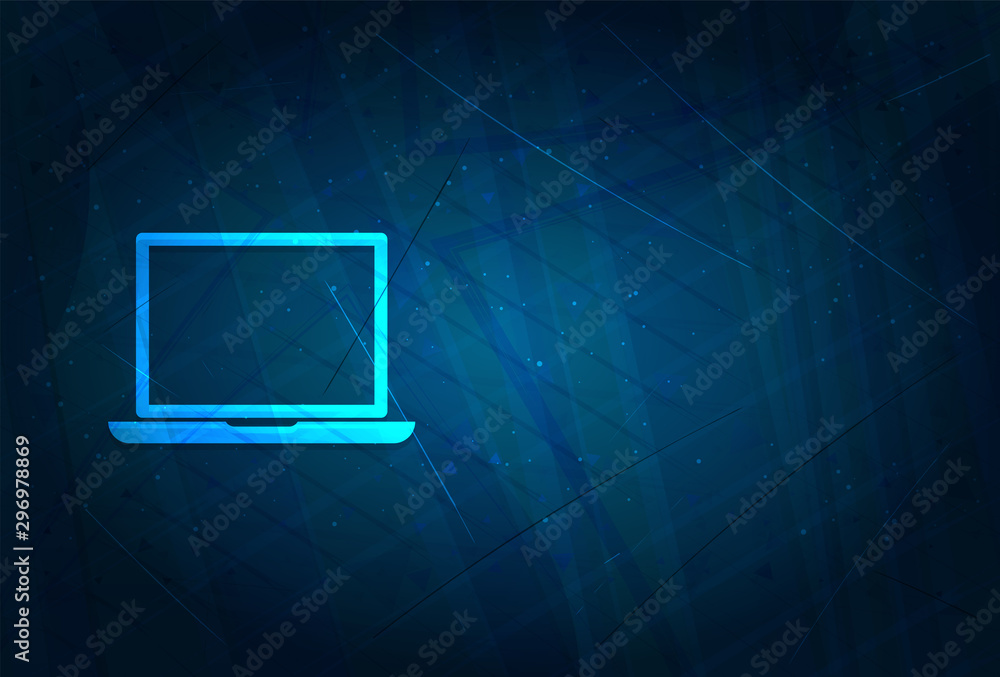 Laptop icon futuristic digital abstract blue background