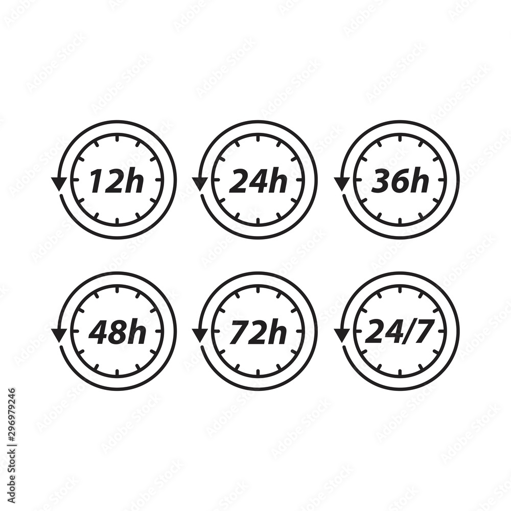 Set of hour clock shipping time on progress. Vector icon template Set of hour clock shipping time on progress. Vector icon template