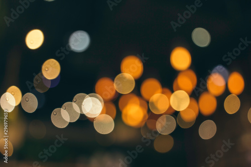Abstract image of bokeh lights on cafe