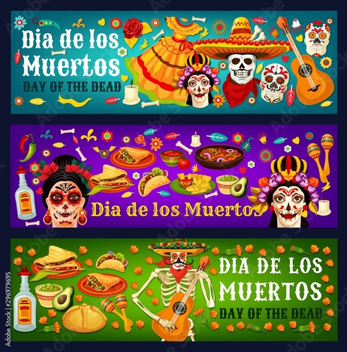Dia de los Muertos Catrina, skulls and sombreros