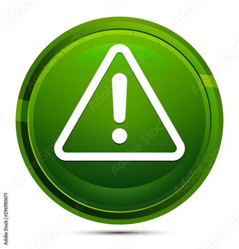 Alert icon glassy green round button illustration