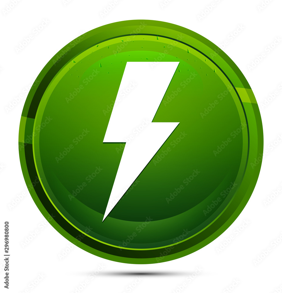 Electricity icon glassy green round button illustration Electricity icon glassy green round button illustration