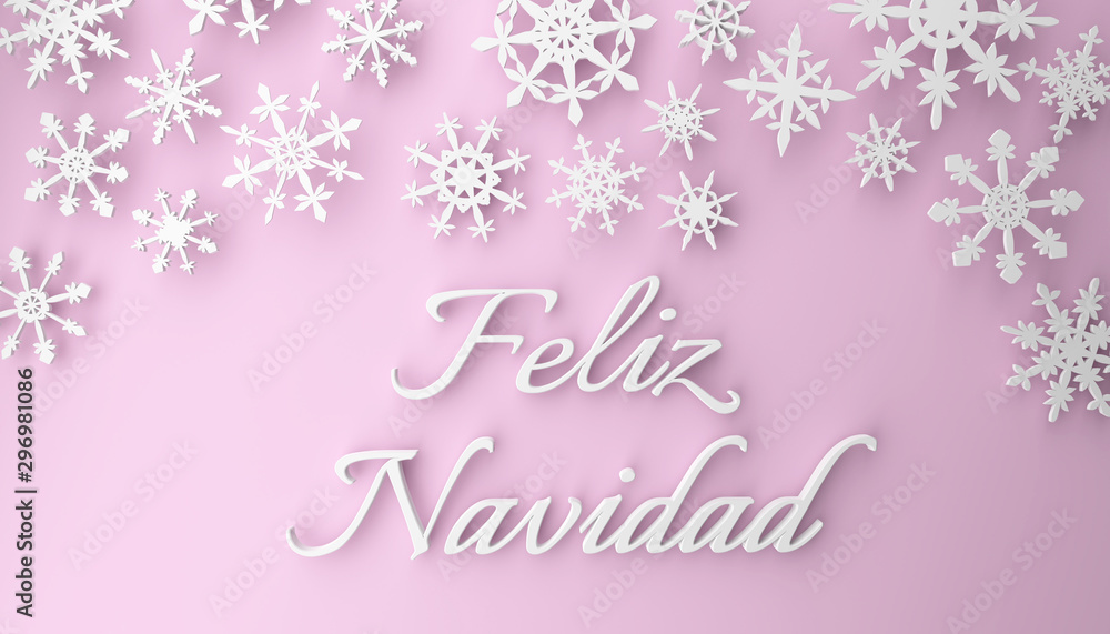 Spanish Christmas Feliz Navidad with snowflakes on pink Spanish Christmas Feliz Navidad with snowflakes on pink
