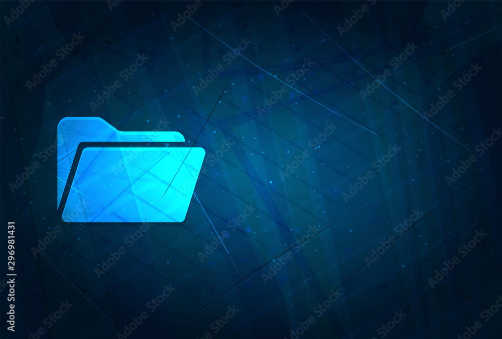 Fototapeta Ikona folderu futurystyczny cyfrowy streszczenie niebieskie tło