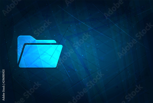Folder icon futuristic digital abstract blue background