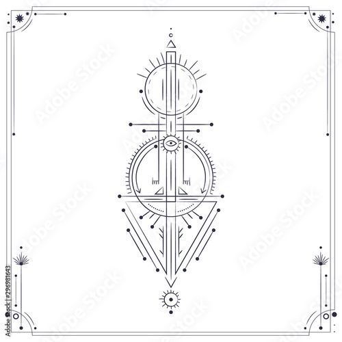 Vector illustration set of moon phases. Different stages of moonlight activity in vintage engraving style. Zodiac Signs