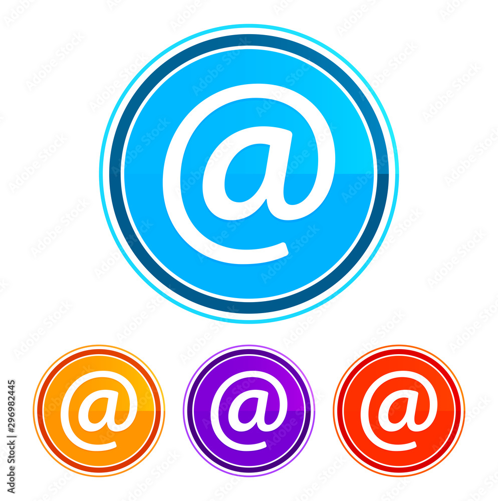 Email address icon flat design round buttons set illustration design