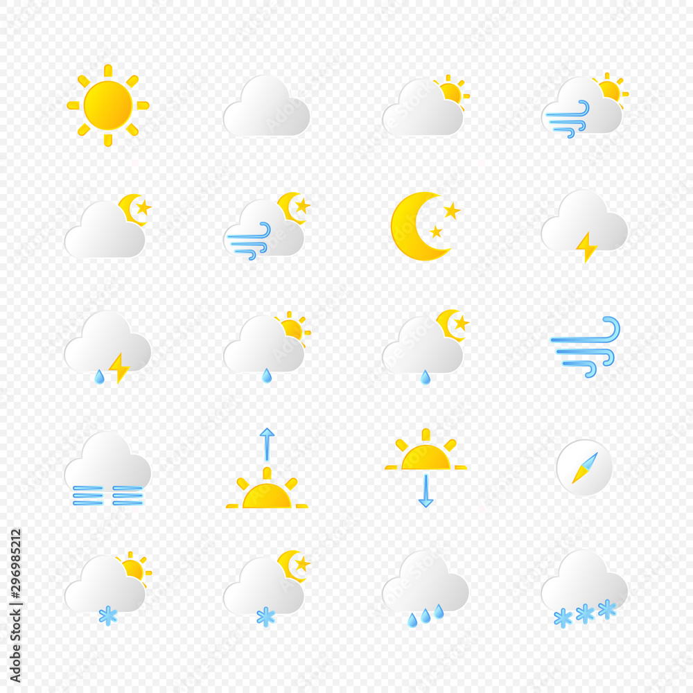 Set of isolated weather icons Set of isolated weather icons