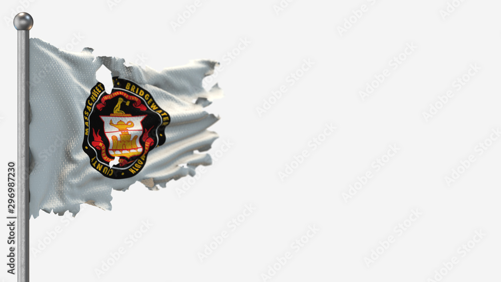 Bridgewater 3D tattered waving flag illustration on Flagpole. Isolated on white background with space on the right side. Bridgewater 3D tattered waving flag illustration on Flagpole. Isolated on white background with space on the right side.