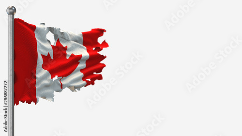 Εκτύπωση καμβά Canada 3D tattered waving flag illustration on Flagpole